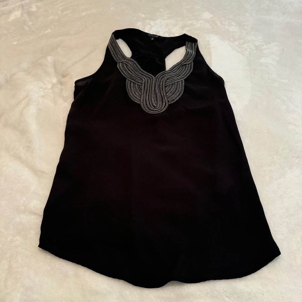 19 Cooper Sleeveless Embellished Black Blouse Size S